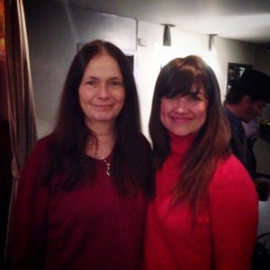 Jo Berry and I after one of the London shows in spectrum matching jumpers. 